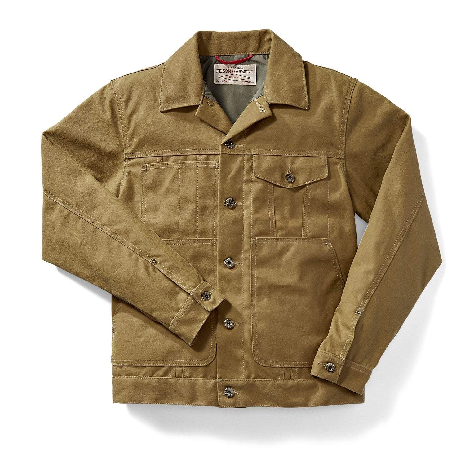 Tin Cloth Short Lined Cruiser Jacket, Dark Tan-Jakker-Filson 1897-Motorious Copenhagen