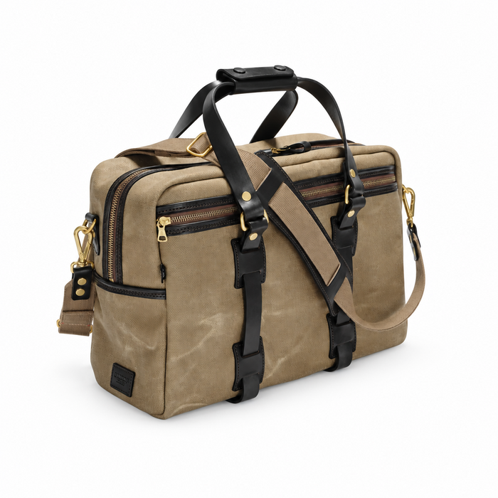 Traveller bag, Vintage Waxed Canvas, Sand w. Brown Zipper-Tasker-Croots England-Motorious Copenhagen