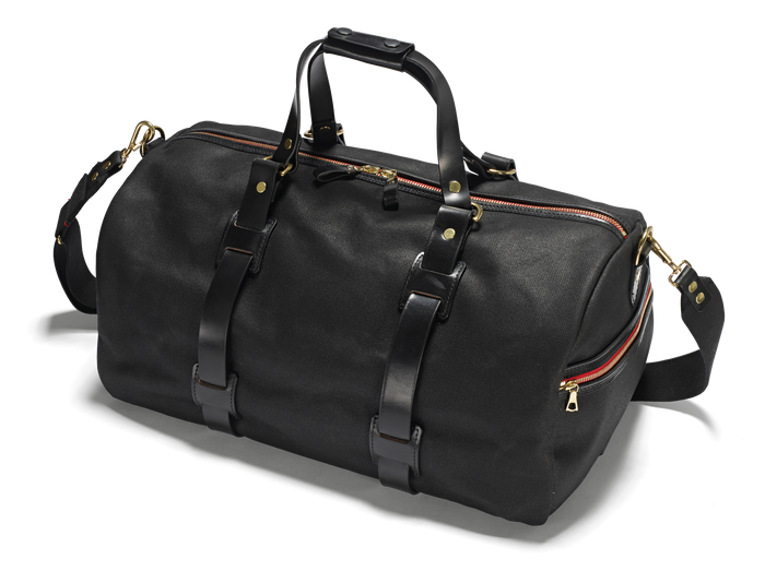 Vintage Canvas Duffle Holdall, Medium, Waxed, Black-Tasker-Croots England-Motorious Copenhagen