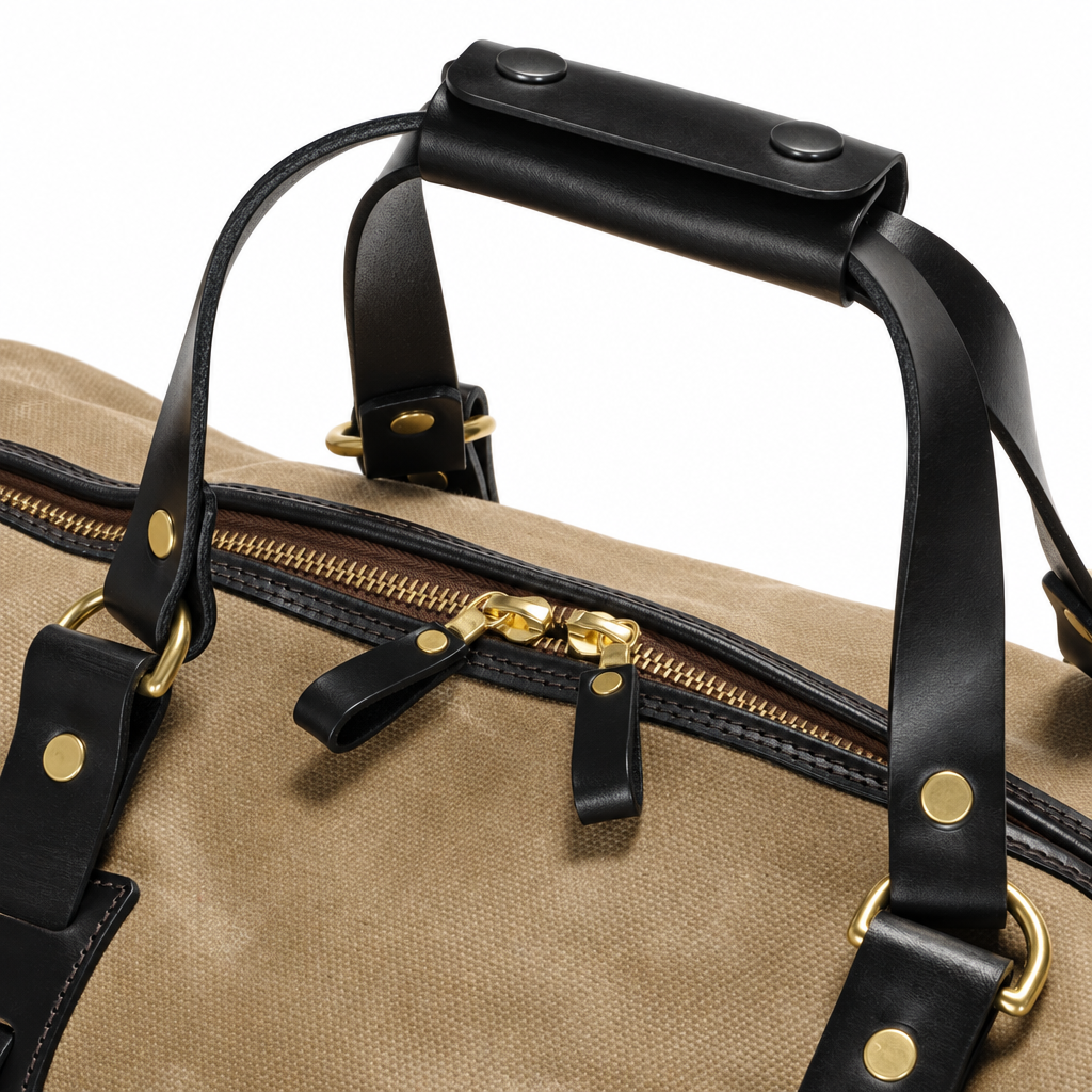 Vintage Canvas Duffle Holdall, Medium, Waxed, Sand-Tasker-Croots England-Motorious Copenhagen