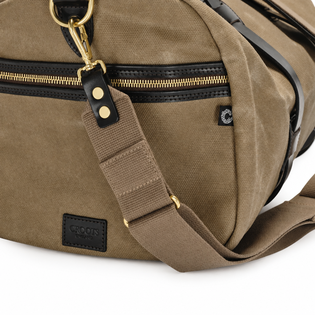 Vintage Canvas Duffle Holdall, Medium, Waxed, Sand-Tasker-Croots England-Motorious Copenhagen