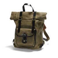 Vintage Canvas Rolltop Backpack, Waxed, Olive-Tasker-Croots England-Motorious Copenhagen