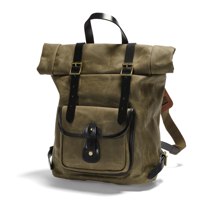 Vintage Canvas Rolltop Backpack, Waxed, Olive-Tasker-Croots England-Motorious Copenhagen