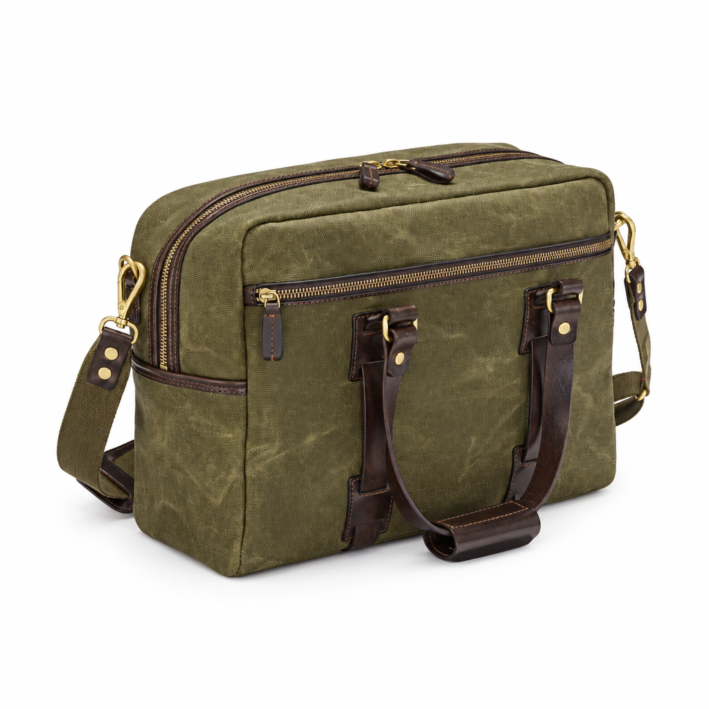Vintage Canvas Traveller bag, Waxed, Olive-Tasker-Croots England-Motorious Copenhagen