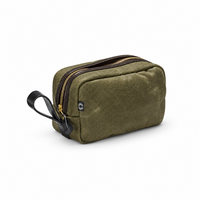 Washbag, Vintage Waxed Canvas, Olive w/ Brown Zipper-Tasker-Croots England-Motorious Copenhagen