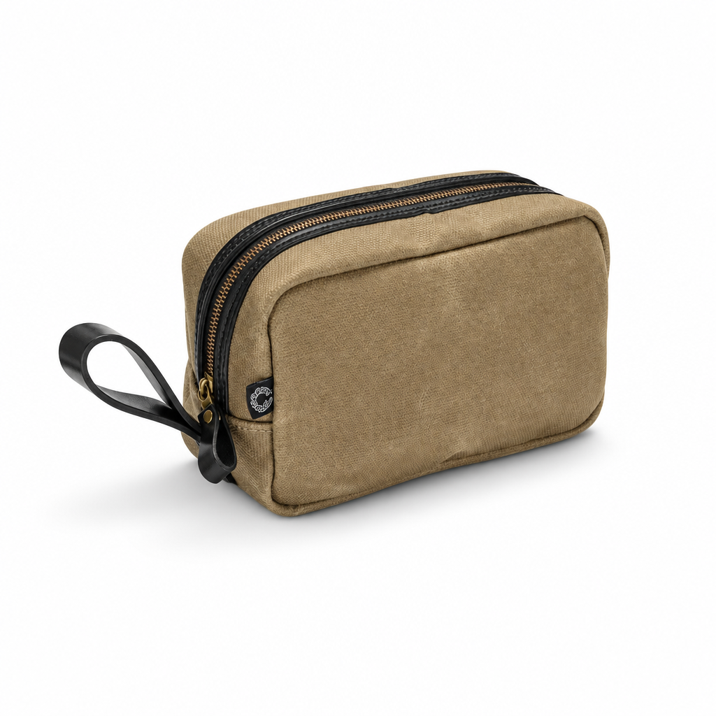 Washbag, Vintage Waxed Canvas, Sand-Tasker-Croots England-Motorious Copenhagen